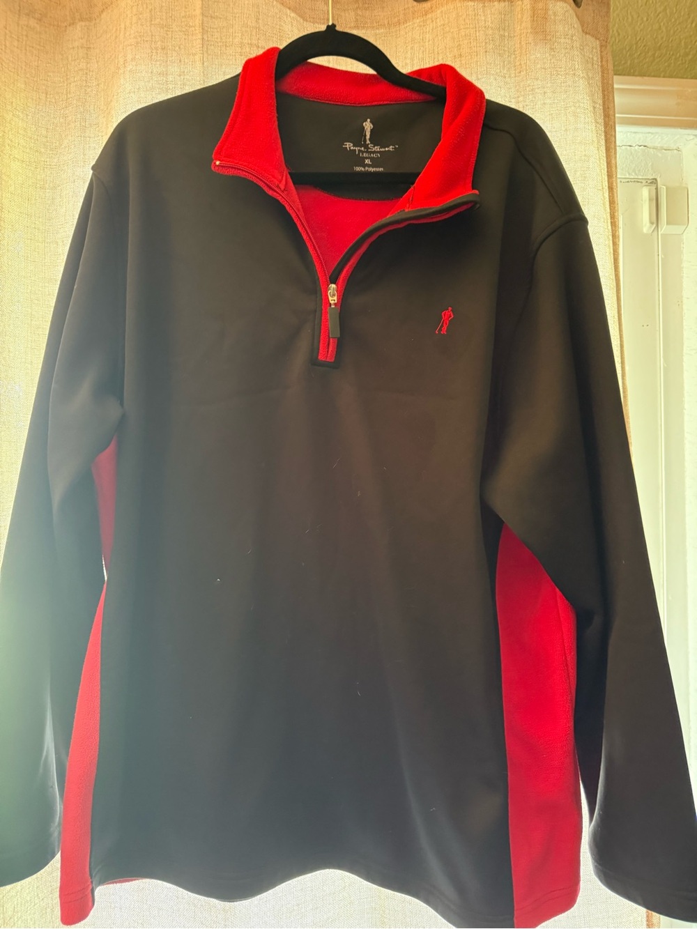 Polo by Ralph Lauren Black and Red Quarter-Zip Pullover
